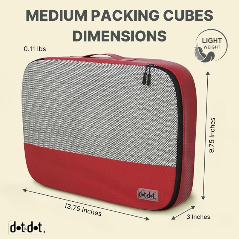 Dot&Dot Medium Packing Cubes for Suitcases - 5 Pcs set of Packing Cubes for Travel Carry on Suitcase Organizer Bags - Travel Cubes Organizer Bags for Luggage - Image 3
